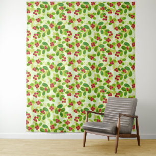 Tapete De Parede Padrão de Fruta de amora festiva, verde