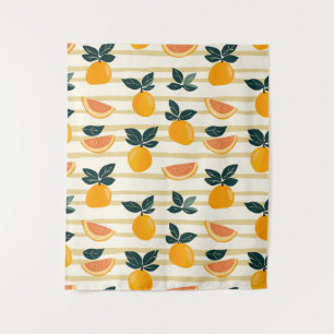 Tapete De Parede Padrão de Fruta de Citros Vibrante com Folhas Verd