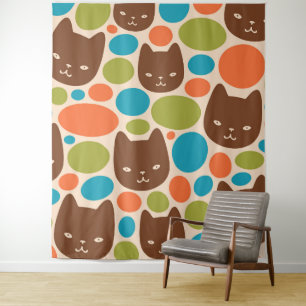 Tapete De Parede Padrão de Gatos de bolinhas