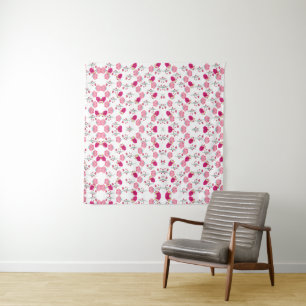Tapete De Parede Padrão de impressão Floral vermelho-rosa-chic