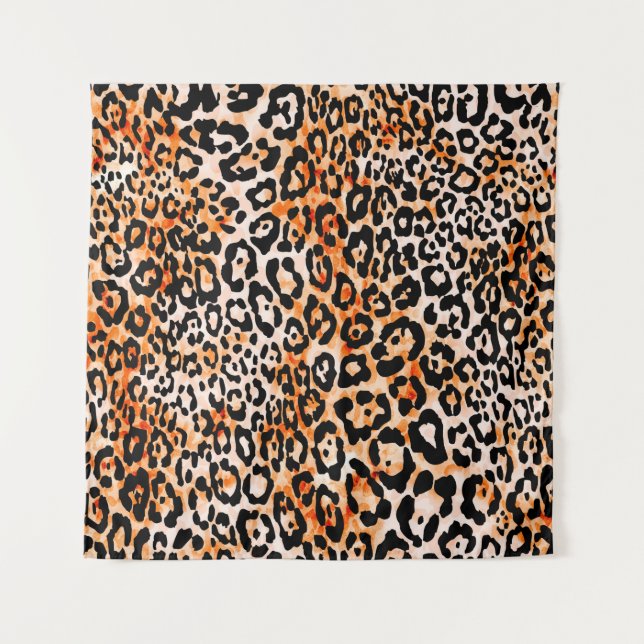 Tapete De Parede Padrão de leopardo contínuo, desenho à mão de anim (Frente)