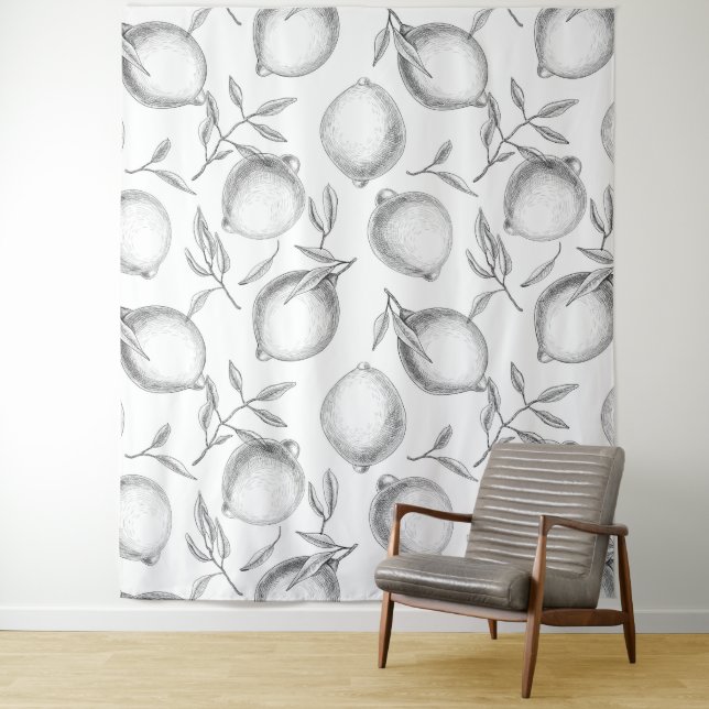 Tapete De Parede Padrão de limão desenhado à mão (In Situ)