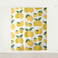 Padrão De Limão Fruta Retroativa Amarelo Em Branco