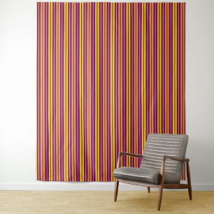 Tapete De Parede Padrão de Listras Verticais Amarelo Laranja e Roxo