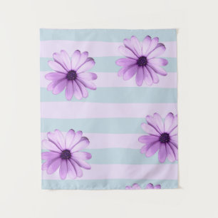 Tapete De Parede Padrão de Margarida Azul e Roxo