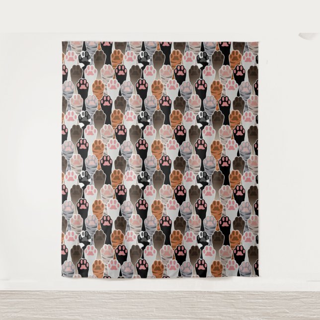 Tapete De Parede Padrão de muitas patas de gatos (Frente)