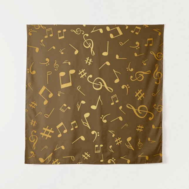 Tapete De Parede Padrão de notas de música (Frente)