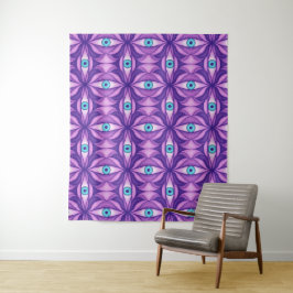 Tapete De Parede Padrão de Olho Botânico Abstrato Maximalista Roxo