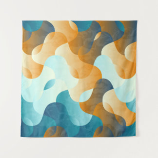 Tapete De Parede Padrão de onda venenosa, azul e marrom.