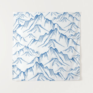 Tapete De Parede Padrão De Paisagem De Montanha Desenhada À Mão.