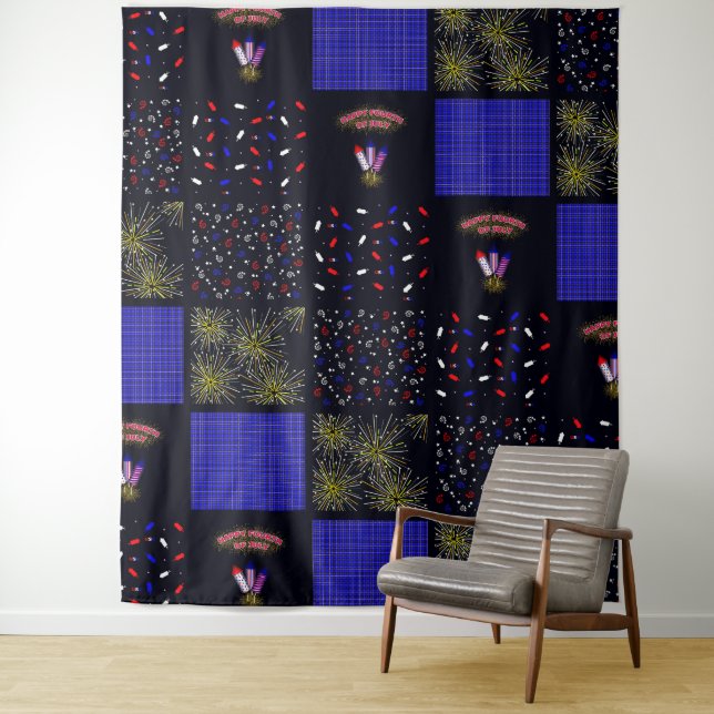 Tapete De Parede Padrão de patch do quarto de julho - 4 de julho (In Situ)
