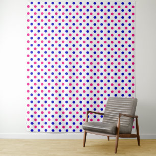 Tapete De Parede Padrão de Pontos Brancos Rosa Azul