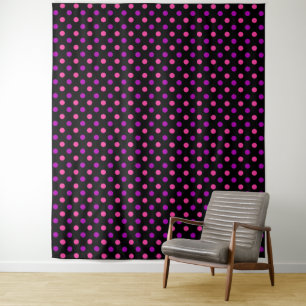 Tapete De Parede Padrão de Pontos Pintados Roxo Preto Rosa
