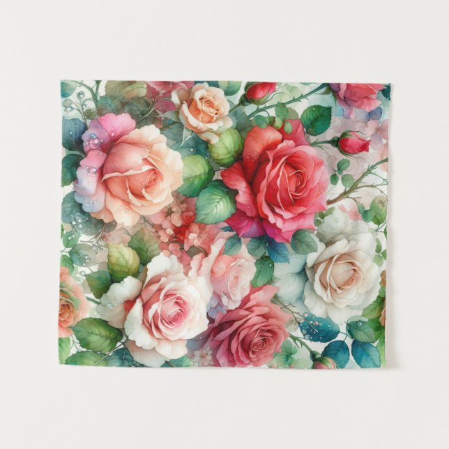 Tapete De Parede Padrão de Rosa Caprichosa (Frente (Horizontal))