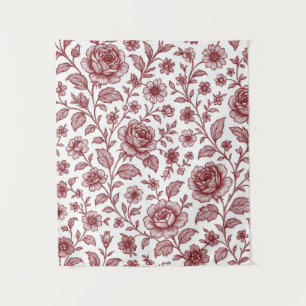 Tapete De Parede Padrão de Rosa da Vintage Vermelha Escura