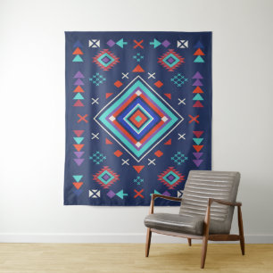 Tapete De Parede Padrão de Superfície Geométrico Boho Turquesa Mari