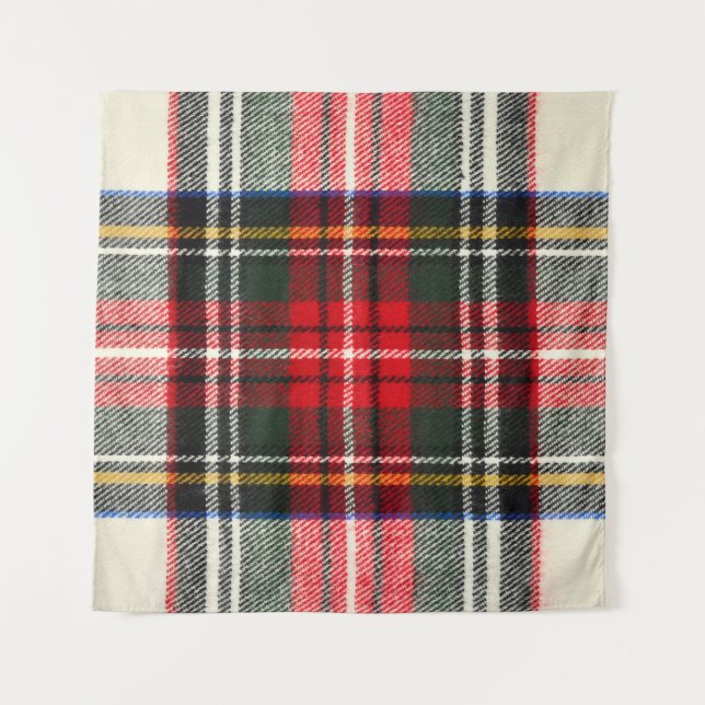 Tapete De Parede Padrão de tartan escocês. Xadrez de lã vermelha e  (Frente)