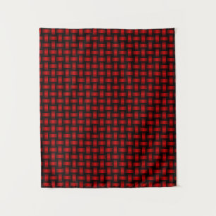 Tapete De Parede Padrão de Tear Vermelho Preto