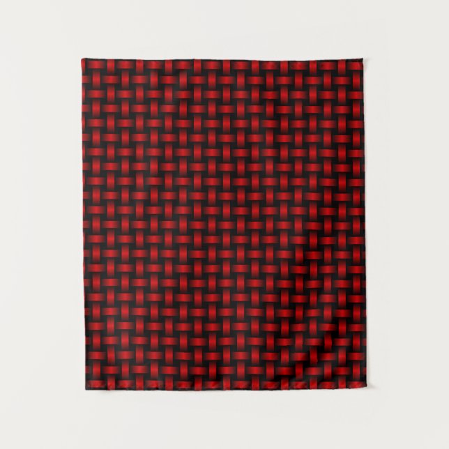 Tapete De Parede Padrão de Tear Vermelho Preto (Frente)