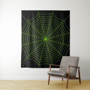 Tapete De Parede Padrão de teia de aranha verde neon preto para o H