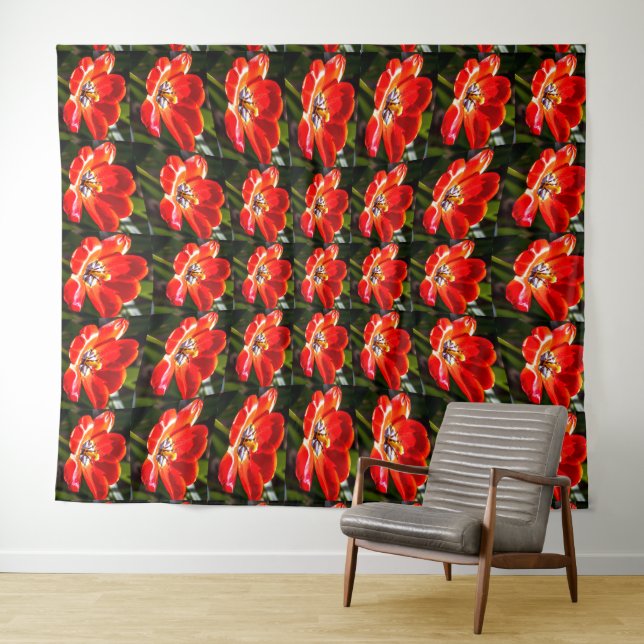 Tapete De Parede Padrão de Tulipas Vermelhas (In Situ (Horizontal))