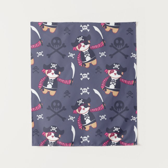 Tapete De Parede Padrão de Urso Panda Pirata Fofo (Frente)
