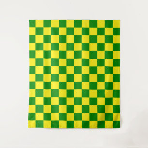 Tapete De Parede Padrão de Verificação Verde Amarelo