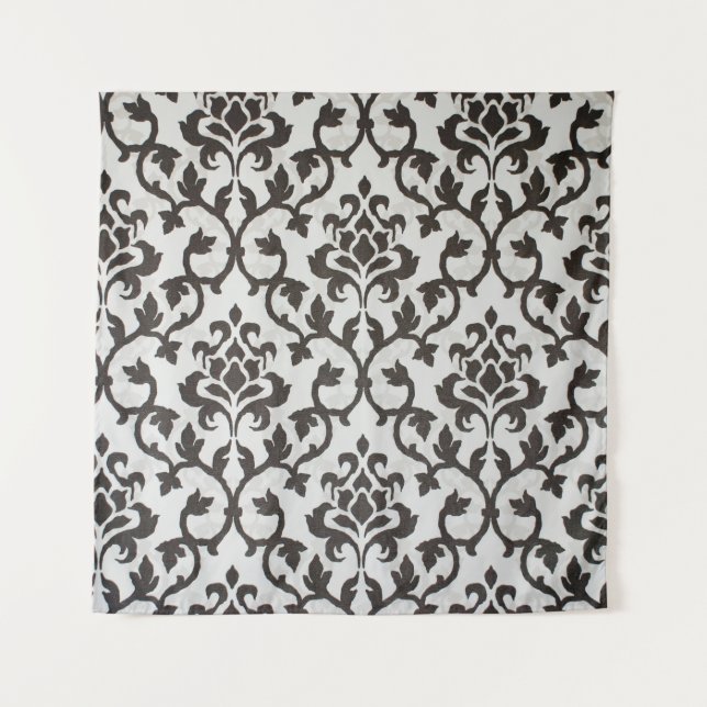 Tapete De Parede Padrão de wallpaper damask preto (Frente)