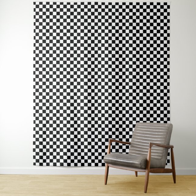 Tapete De Parede Padrão de xadrez preto e branco (In Situ)