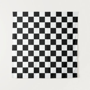 Tapete De Parede Padrão de Xadrez Preto e Branco