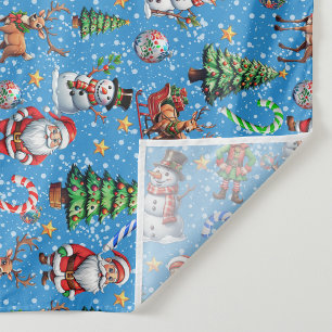 Tapete De Parede Padrão Decorativo de Natal com Fundo Azul