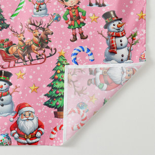 Tapete De Parede Padrão Decorativo de Natal com Fundo Rosa