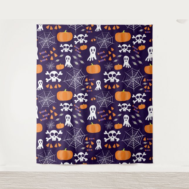 Tapete De Parede Padrão Divertido de Halloween (Frente)