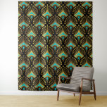 Tapete De Parede Padrão Dourado e azul de Art Deco a preto<br><div class="desc">Dourado e azul Deco de Arte sobre um fundo preto,  branco e azul.</div>