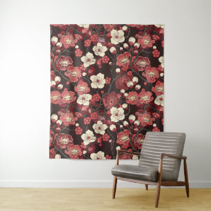 Tapete De Parede Padrão Elegante De Flor De Cereja Sem Costura (16)
