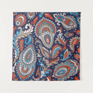 Tapete De Parede Padrão Étnico de Paisley Indiano.