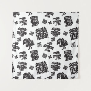 Tapete De Parede Padrão Étnico Preto Maya