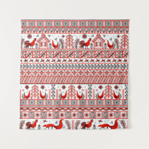 Tapete De Parede Padrão étnico tribal vermelho sem costura