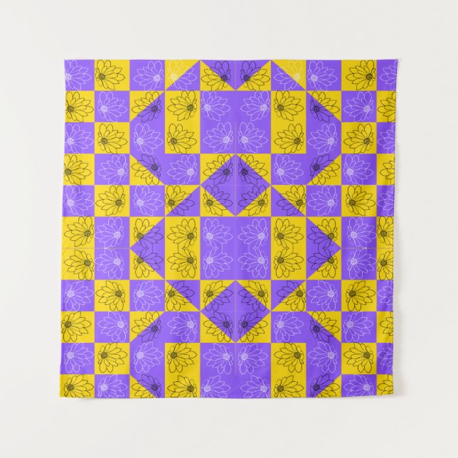 Tapete De Parede Padrão Físico do Chessboard Geométrico (Frente)