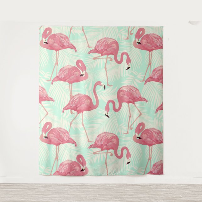Tapete De Parede Padrão Flamingo Pink Elegante de Chic (Frente)