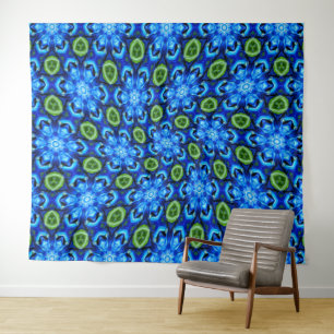 Tapete De Parede Padrão Floral abstrato Azul