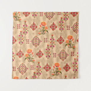 Tapete De Parede Padrão floral abstrato mughal sem costura
