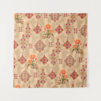 Tapete De Parede Padrão floral abstrato mughal sem costura