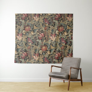 Tapete De Parede Padrão Floral Botânico Vintage Sombrio e Mal-humor