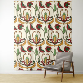 Tapete De Parede Padrão floral contínuo com vermelho e amarelo
