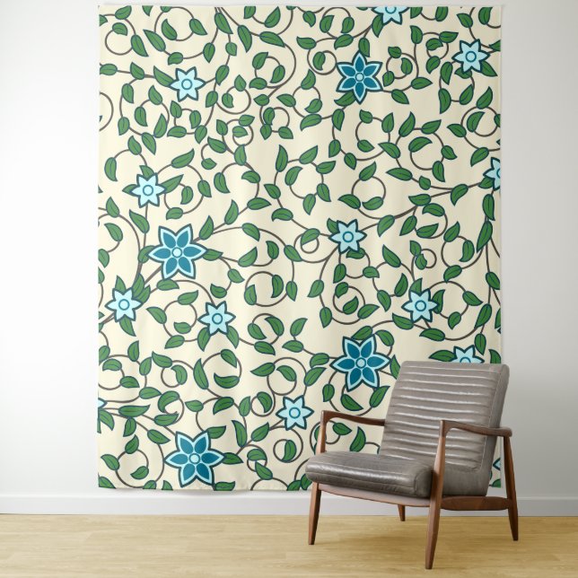 Tapete De Parede Padrão floral contínuo em fundo bege (In Situ)
