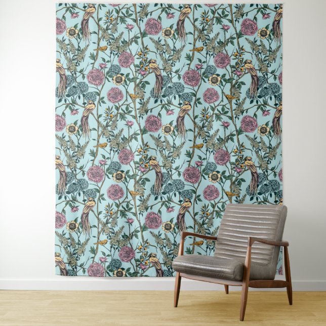 Tapete De Parede Padrão floral contínuo no estilo de William Morris (In Situ)