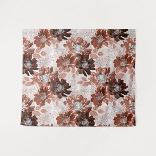 Tapete De Parede Padrão floral da cinza marrom-aquarela.
