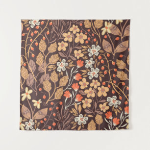 Tapete De Parede padrão floral de colheita sem costura com folhas