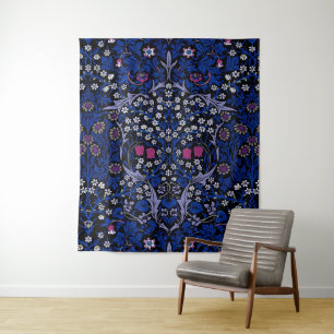 Tapete De Parede Padrão Floral de Vintage Azul, William Morris